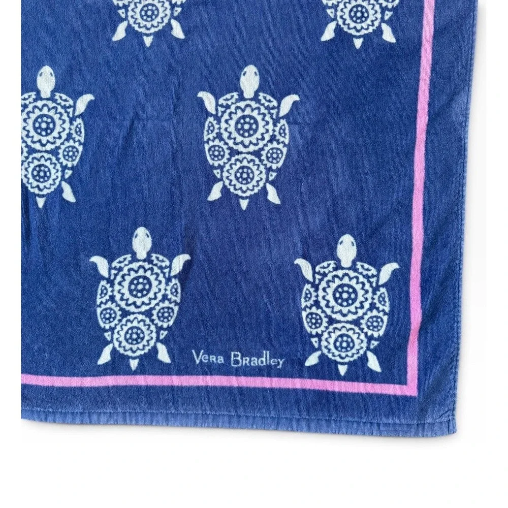 Plush Vera Bradley SEA TURTLES Navy Blue Summer Fun Beach Towel-Retired Pattern